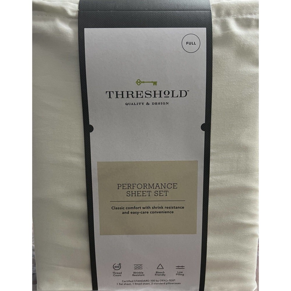 Threshold 400 Thread Count Solid Performance Sour Cream Sheet Set- Full Size